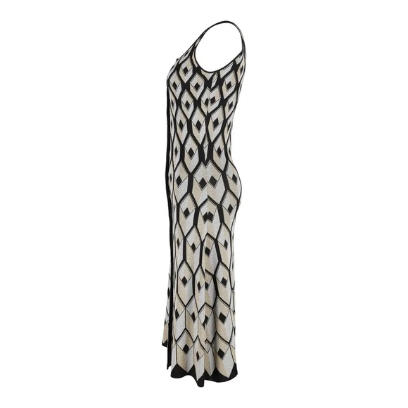 Paco Rabanne Geometric-Intarsia Metallic-Weave
Midi Dress In Multicolour Viscose - Picture 2 of 9